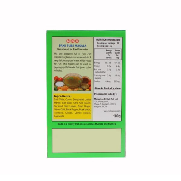 MDH Pani Puri Masala 100gm back